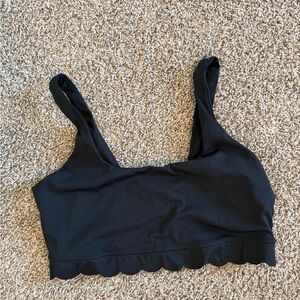 Black Scalloped Edge Sports Bra